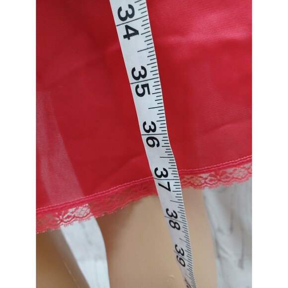 VTG Texsheen Red Sheer babydoll nightgown Set 2 Pcs Sz 34/36 - Picture 4 of 9